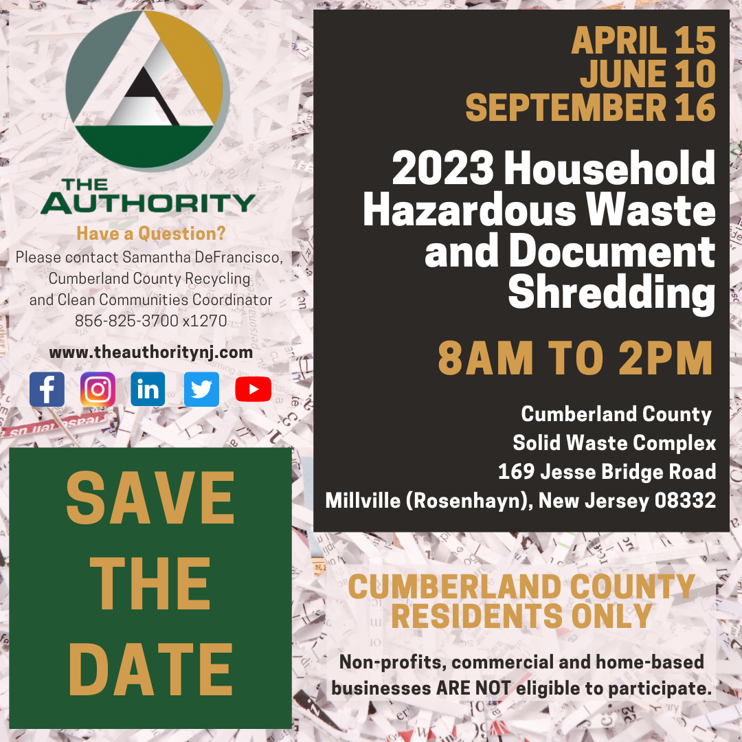 Save the Date 2023 Household Hazardous Waste and Document Shredding